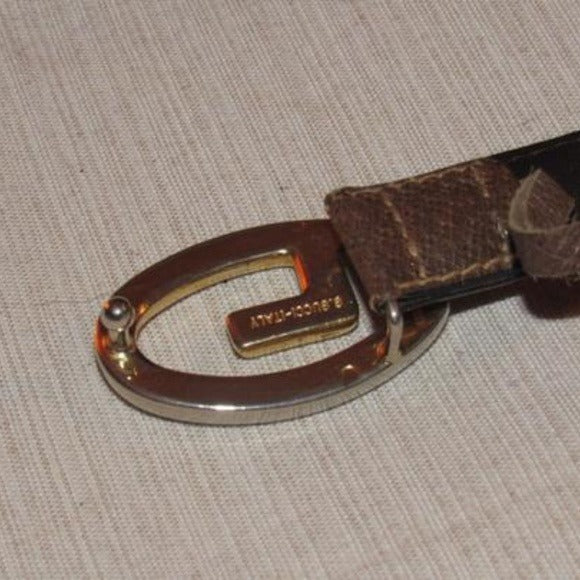 Gucci Vintage Brown Leather Belt w Gold GG Logo Buckle