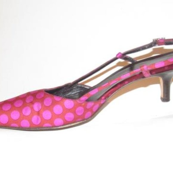 Kate Spade Fuchsia Polka Dots Over Brown Silk