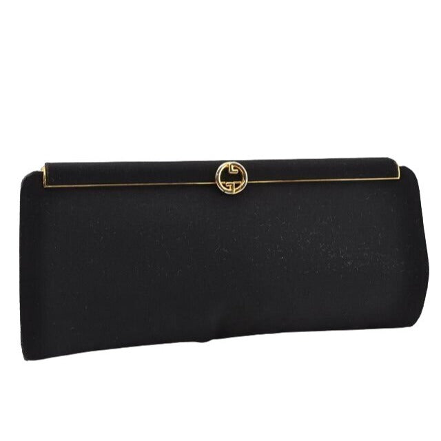 1960's Gucci mod black silk interlocking GG clutch purse