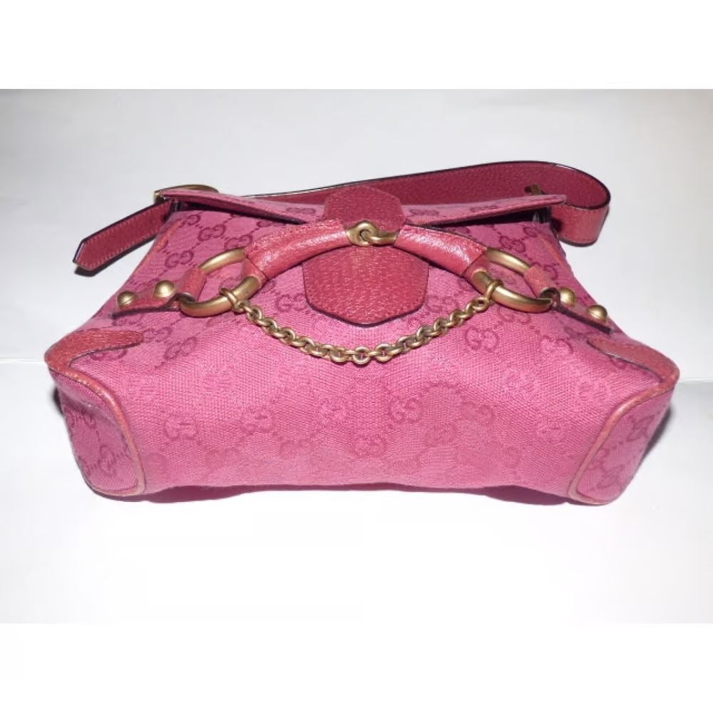 Gucci pink Guccissima leather Horse-bit chain saddle bag