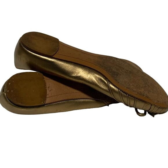 Salvatore Ferragamo Gold Metallic Ballet Flats