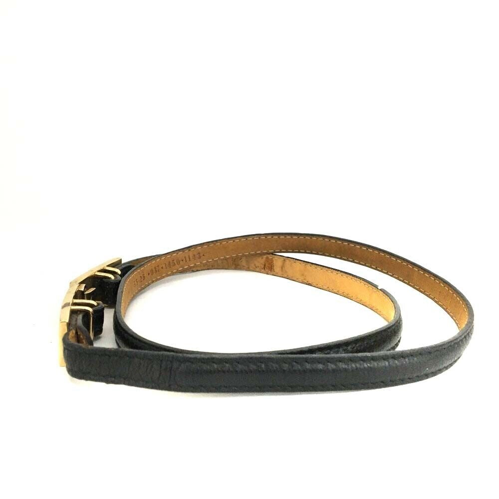 Gucci black leather skinny belt with gold clasp