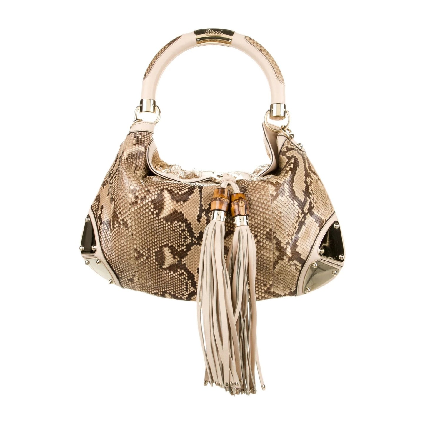 Gucci Indy style python leather two-way w bamboo