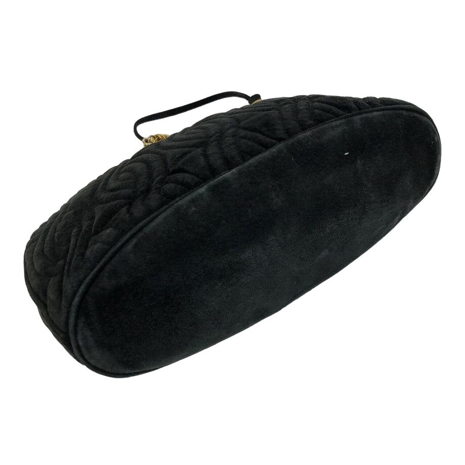 Fendi, black quilted suede with a 'pasta' or 'noodle' design, two way, sling style- clutch or cross body bag with gold 'pasta' accent beads