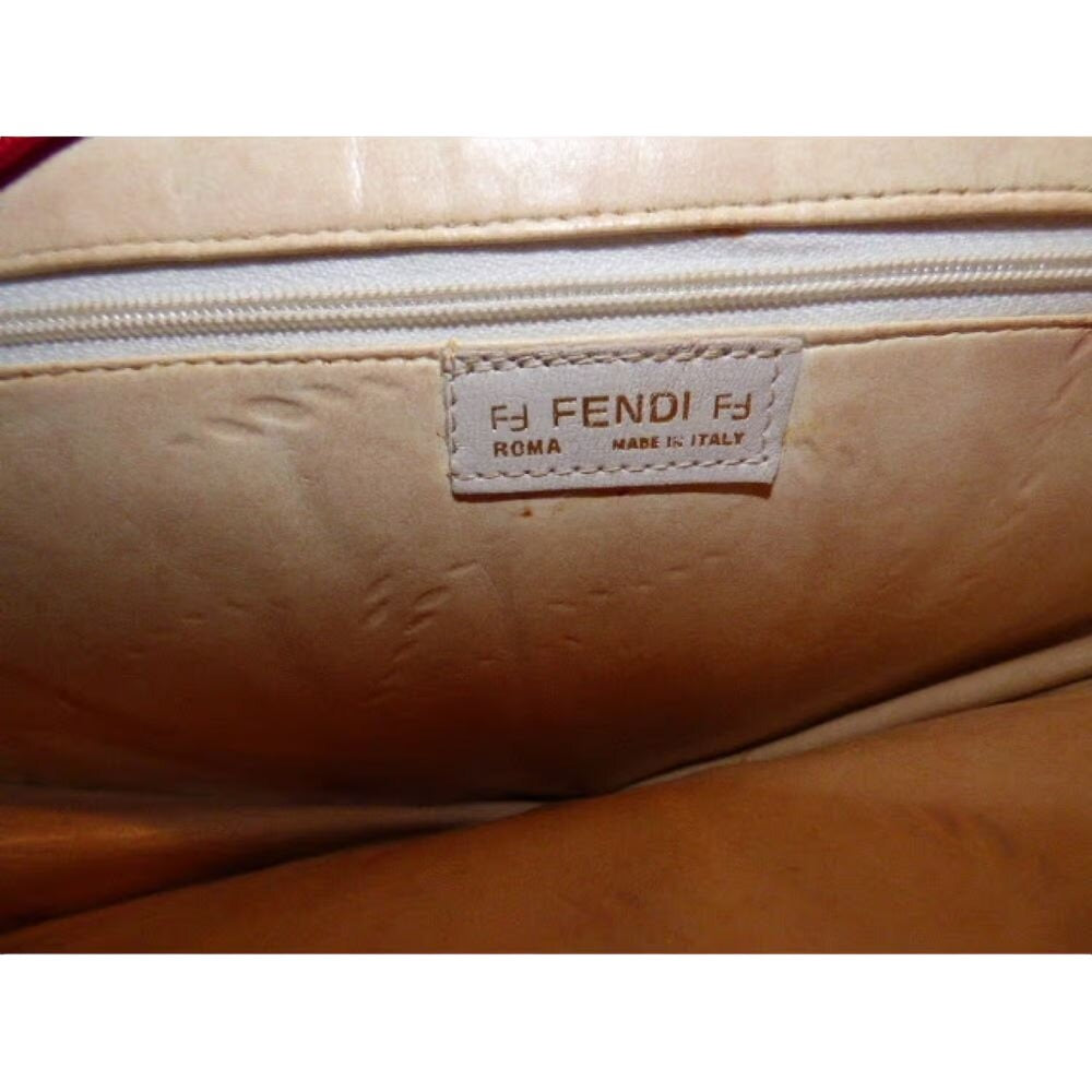 Early Fendi red patent leather stylized fan shaped purse