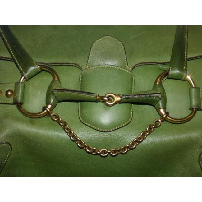 Gucci Ivy Green Leather Horse-bit Chain Top Handle Bag