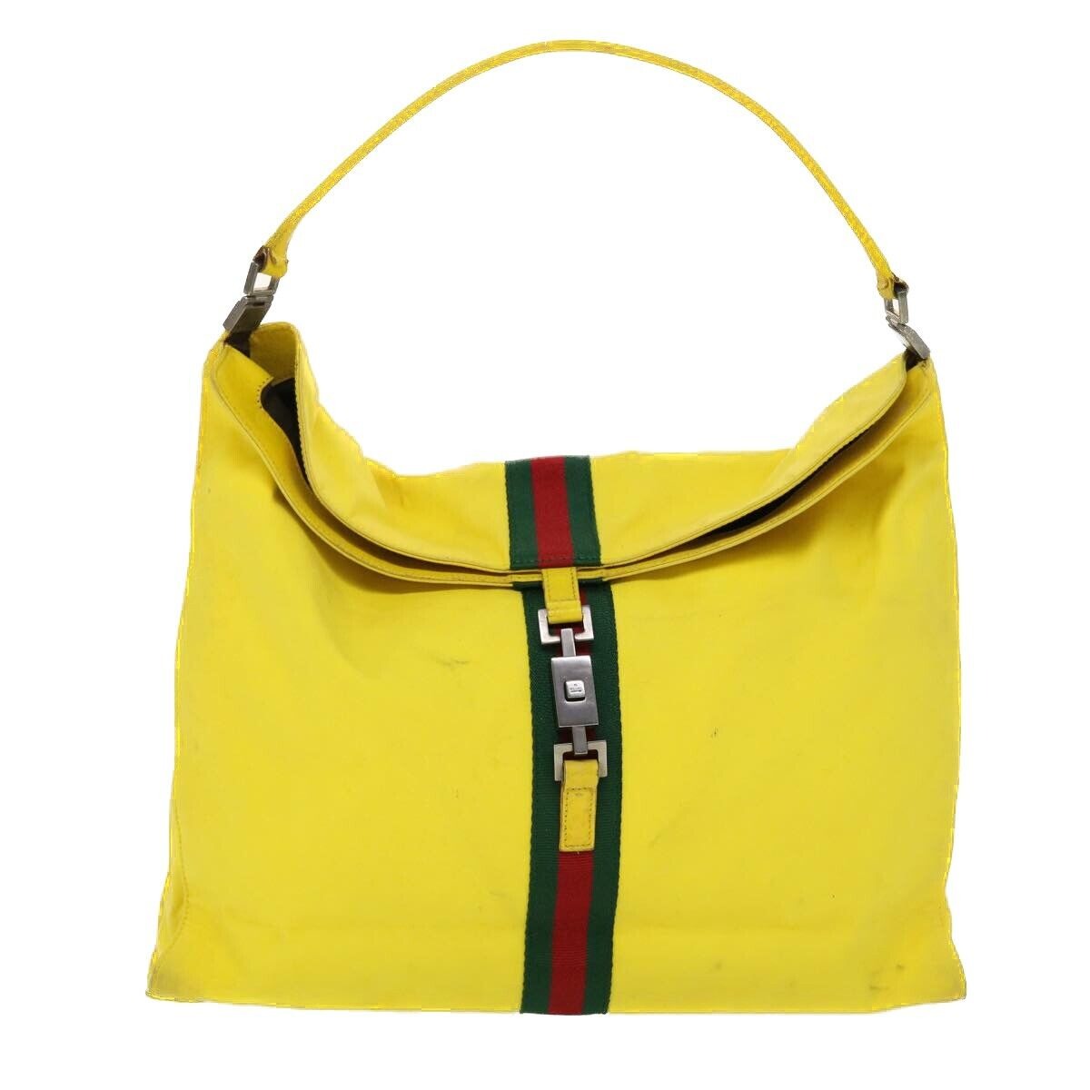 Tom Ford Gucci yellow Jackie hobo w red & green stripe