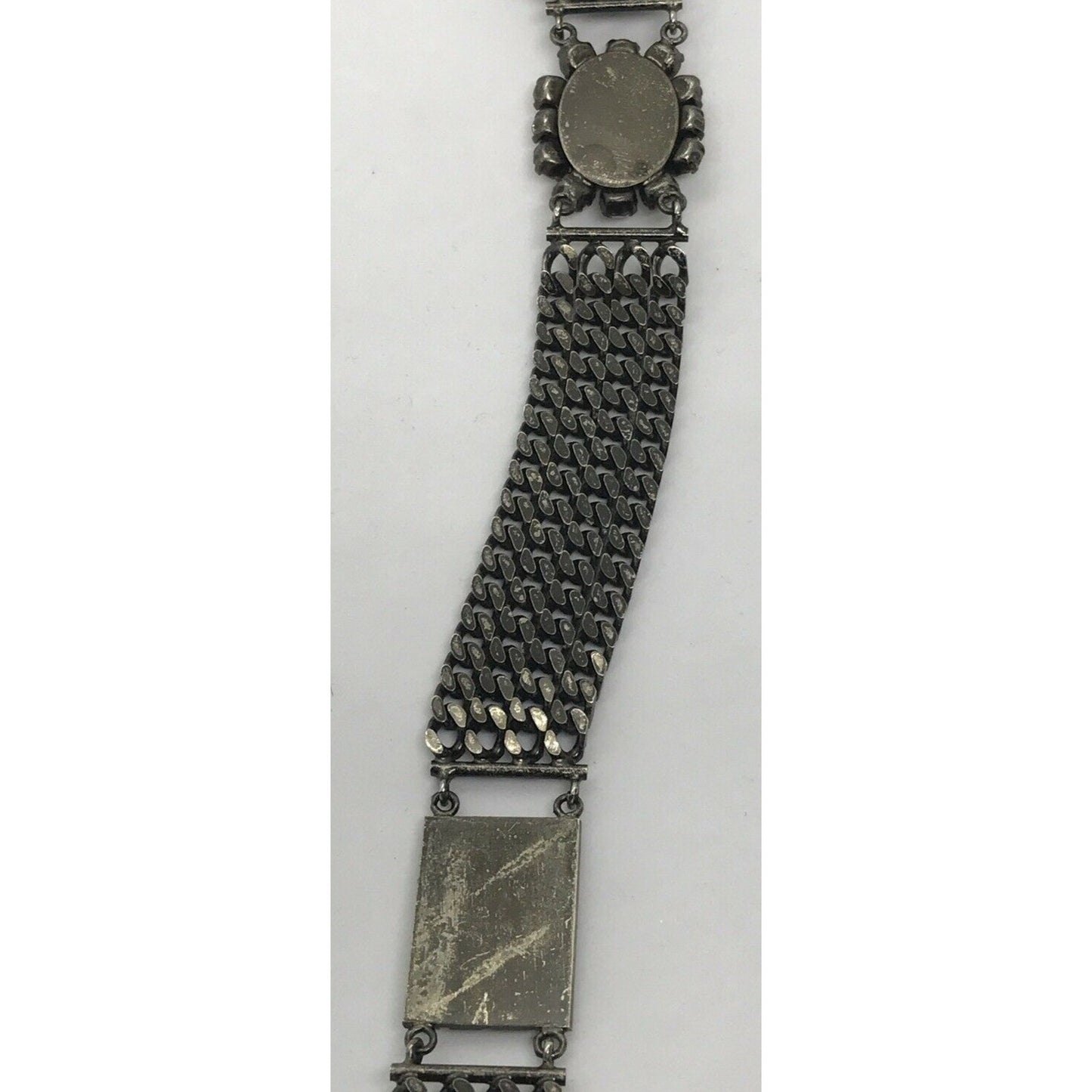 Vintage Gucci sterling silver chain belt with clear rhinestone crystals and a petite GG clasp/buckle