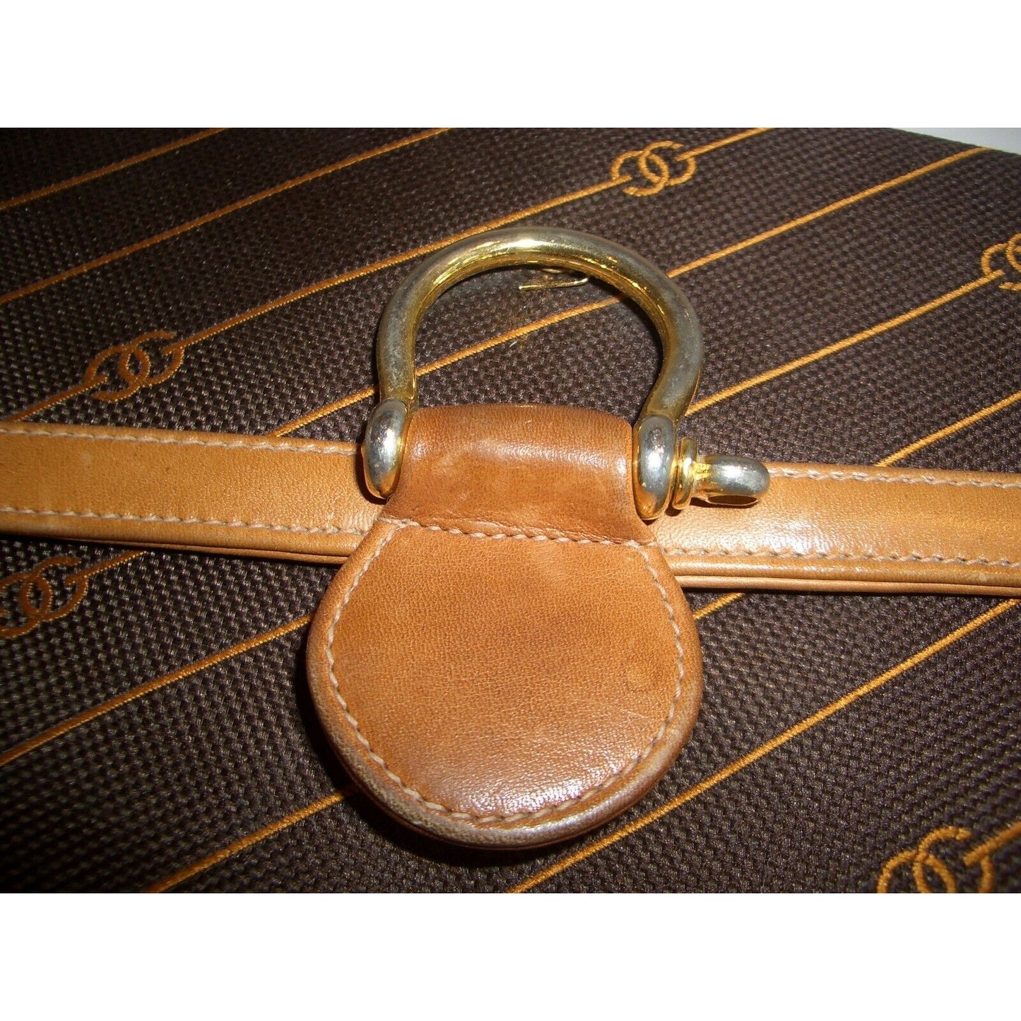 GUCCI early brown logo print XL asymmetrical envelope top clutch