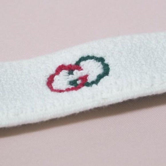 Gucci NOS White Terry Cloth Belt w Red Green Enamel