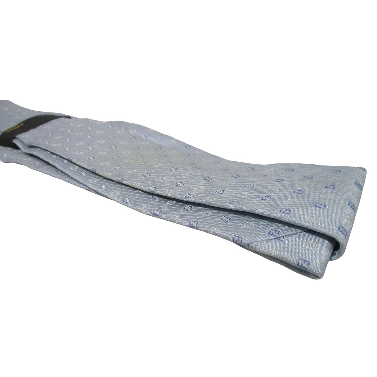 Vintage Fendi tie/scarf made of 100% light blue silk with a logo print in shades of blue