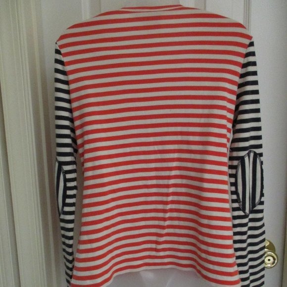*Tory Burch Black Orange Striped Long Sleeve Tee