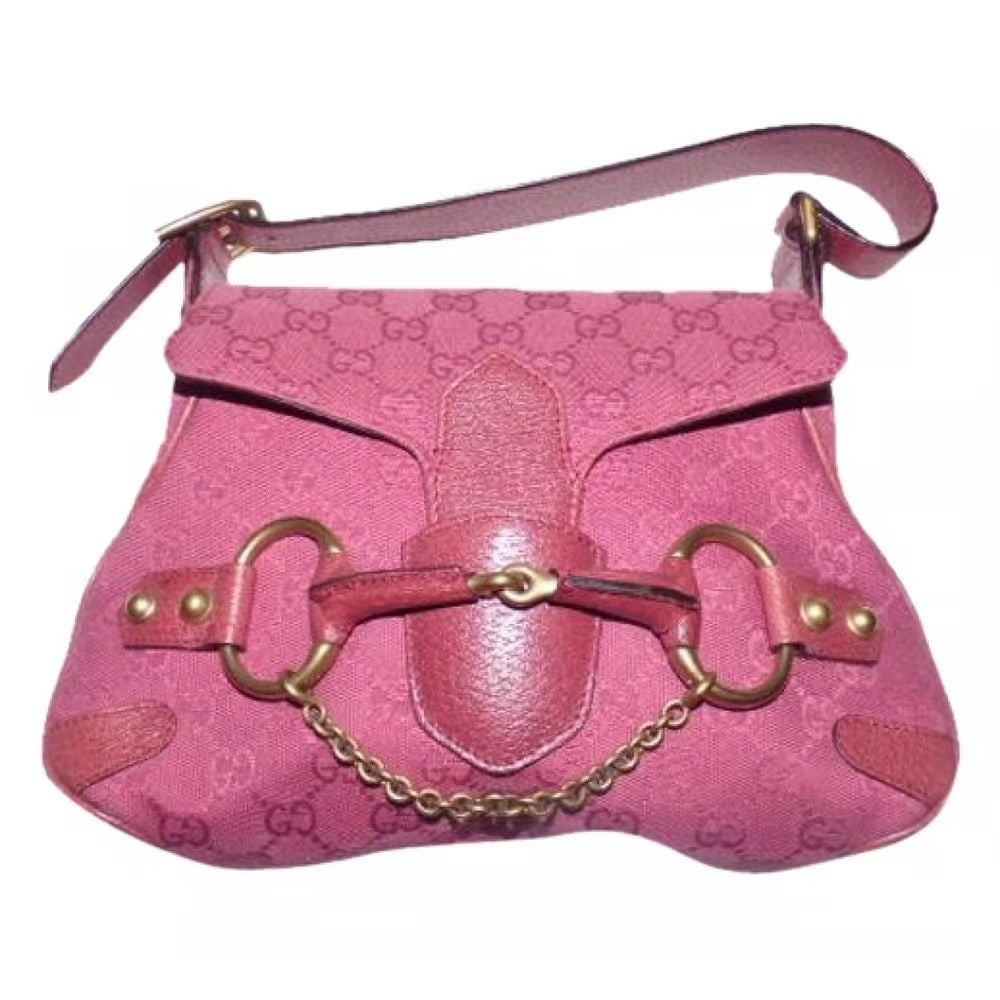 Gucci pink Guccissima leather Horse-bit chain saddle bag