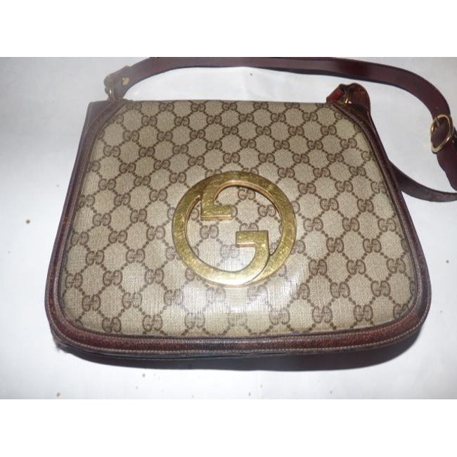 Gucci Brown Guccissima Print Leather Original Blondie Saddle Bag