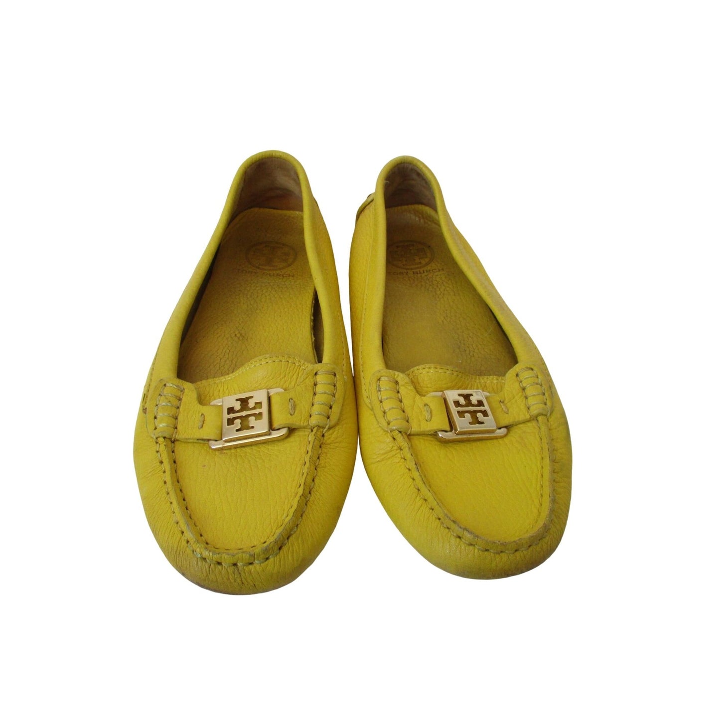 Tory Burch yellow leather size 8 car shoe style loafers