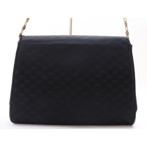 Gucci, black micro Guccissima print silk velvet over leather, two-way style bag with a removable unique link gold chain strap