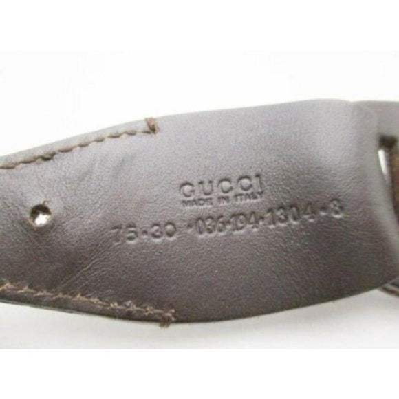 GUCCI Brown Leather Links Wood Bamboo Buckle