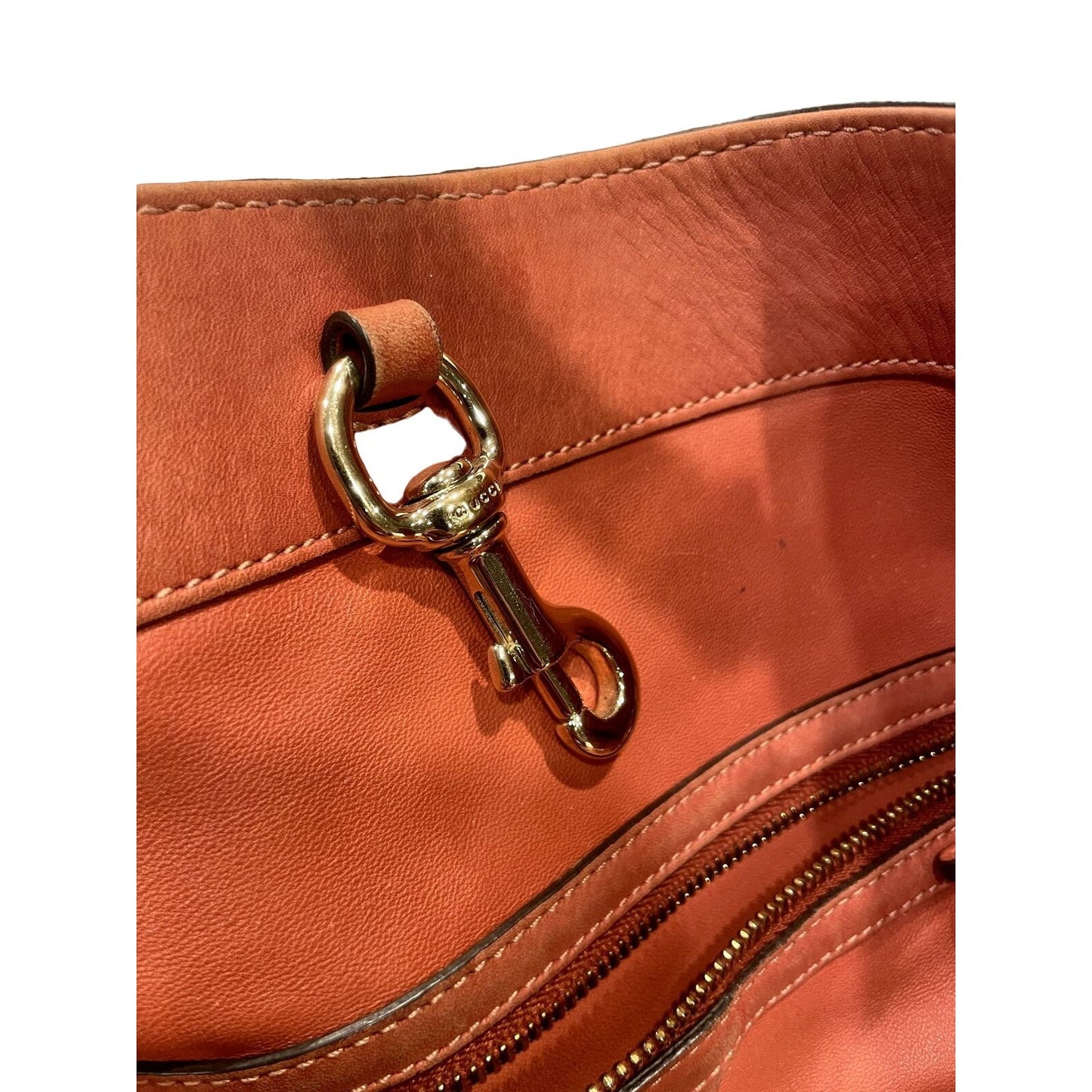 Gucci caramel leather craft XL tote with a python wallet, braided handles, & 'Made in Italy by Gucci' embossed on the front