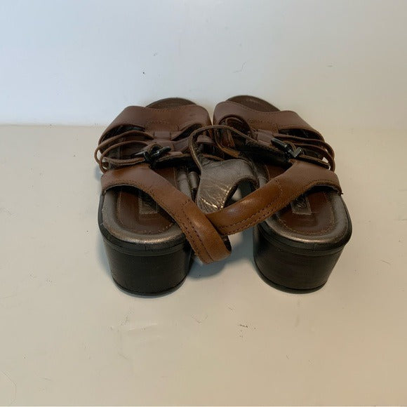 ECCO Camel Brown Strappy Open Toe Low Sandal