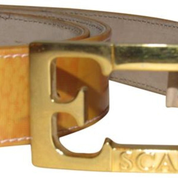 Escada Gold Patent Leather Gold 'E' Buckle Belt
