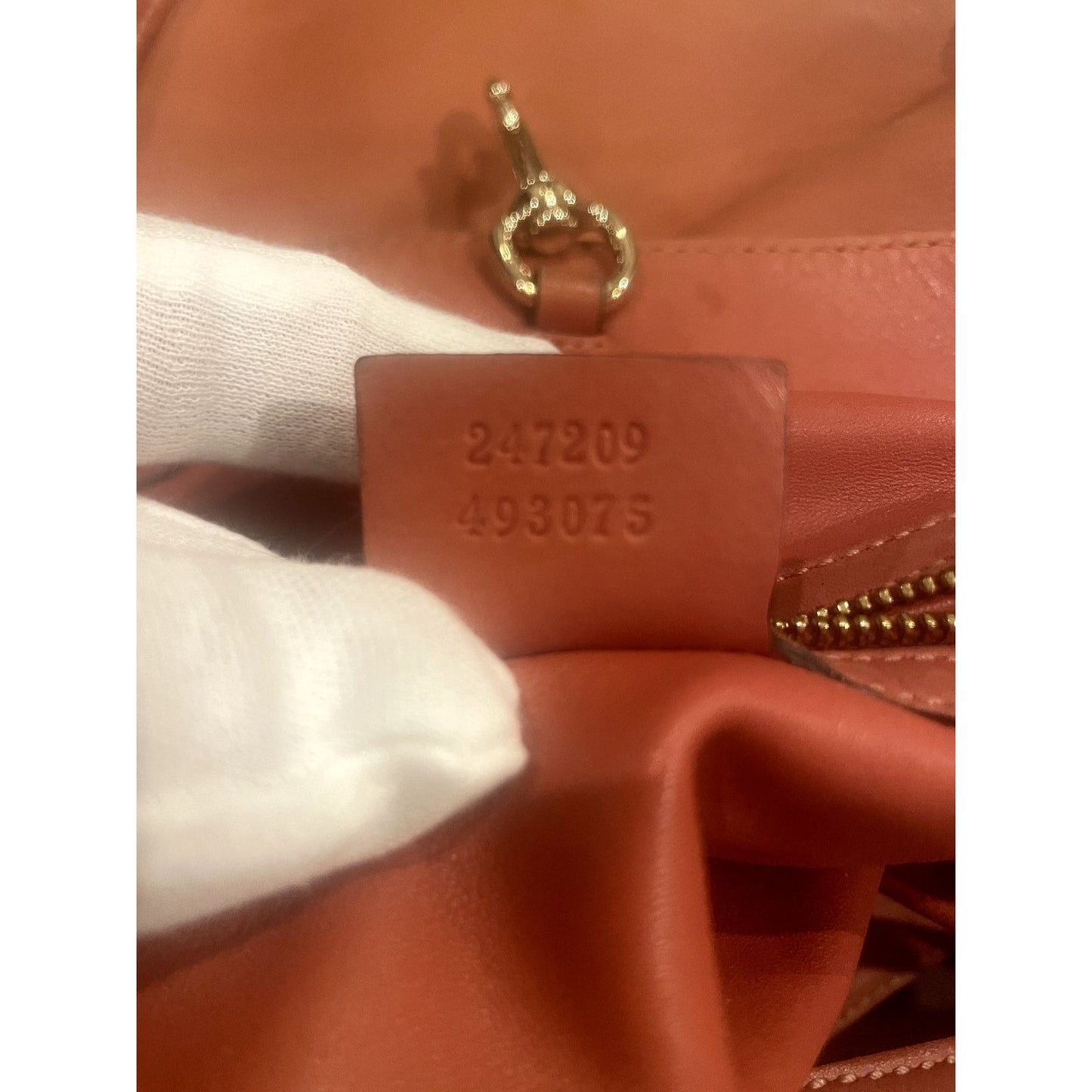 Gucci caramel leather craft XL tote with a python wallet, braided handles, & 'Made in Italy by Gucci' embossed on the front