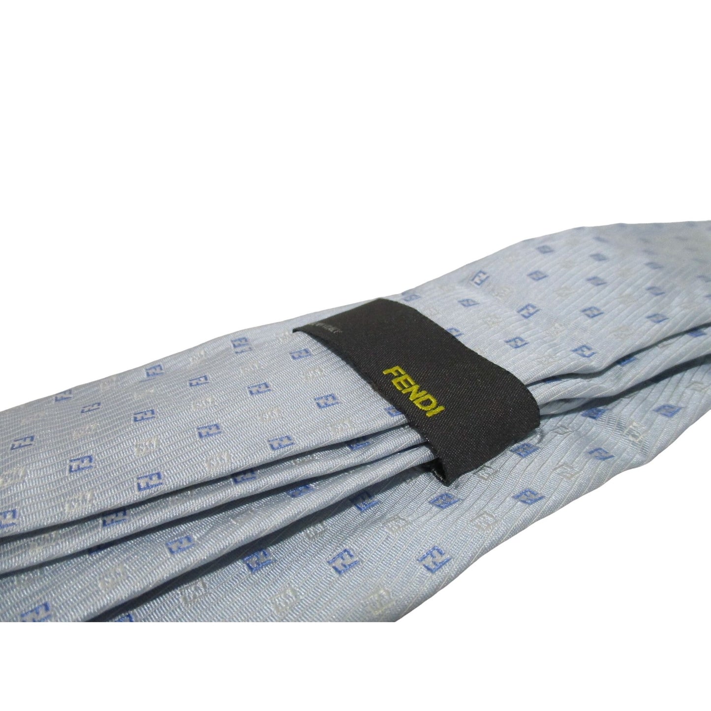 Vintage Fendi tie/scarf made of 100% light blue silk with a logo print in shades of blue
