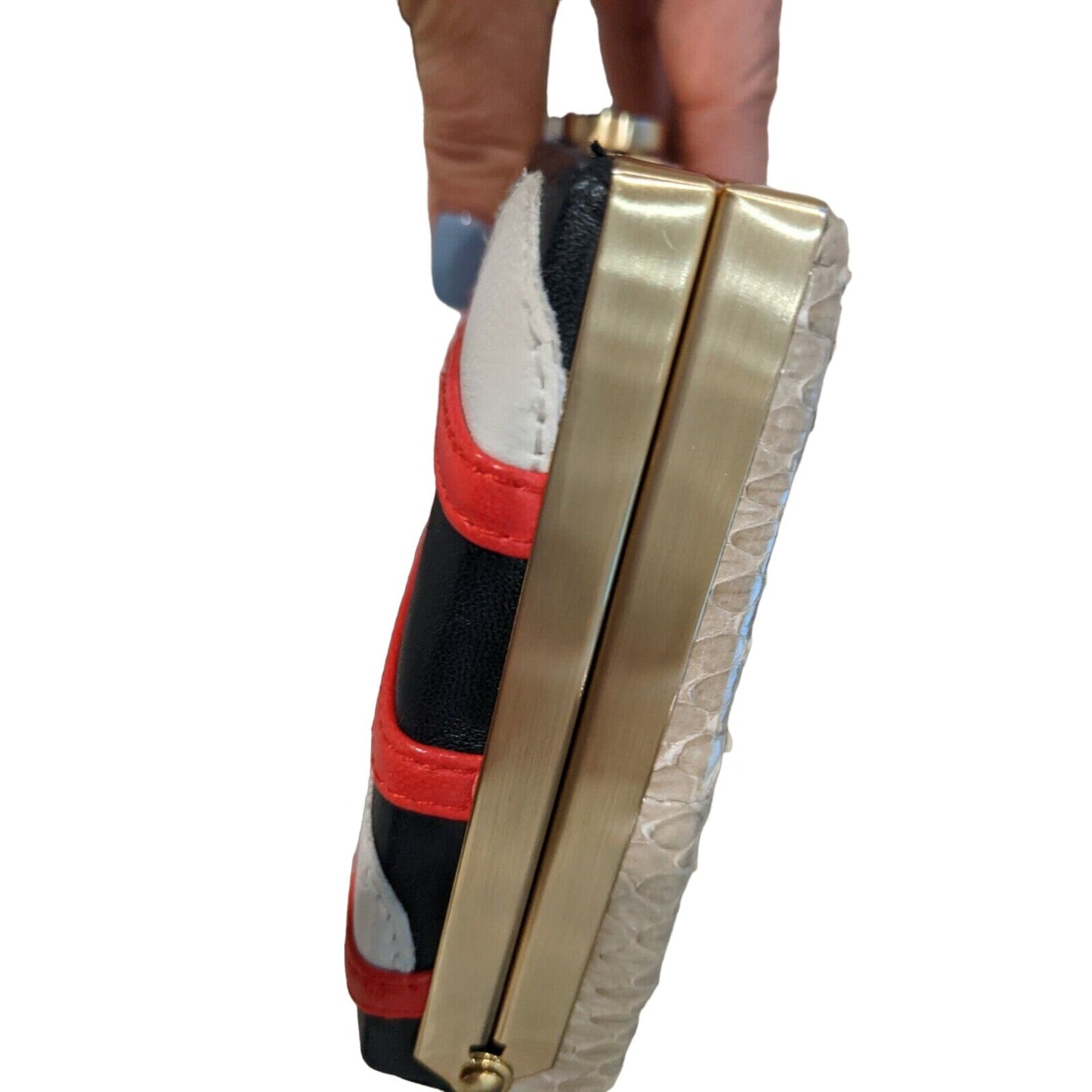 DVF eel & python double-sided two-way clutch w mod print