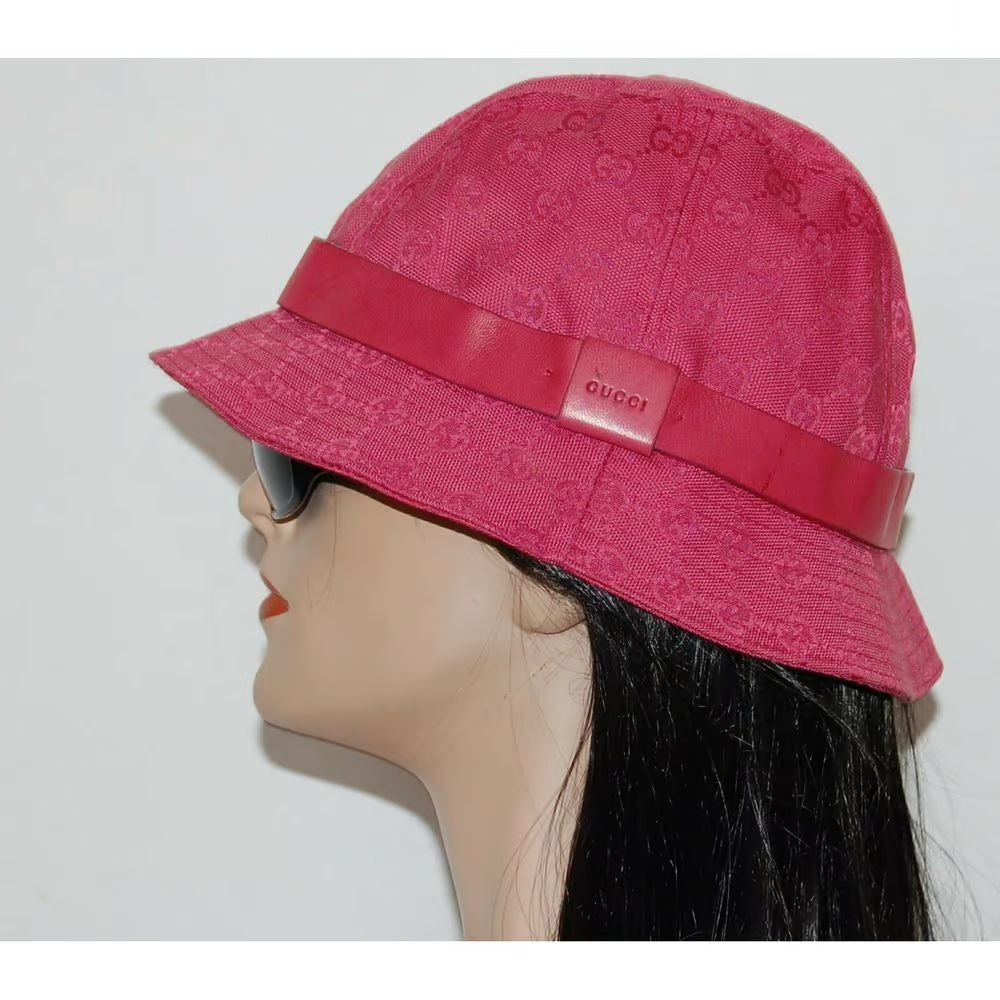Gucci fuchsia pink Guccissima print Traditional Web Fedora