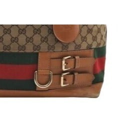 Gucci brown Guccissima Web Heritage XL Tote w red & green
