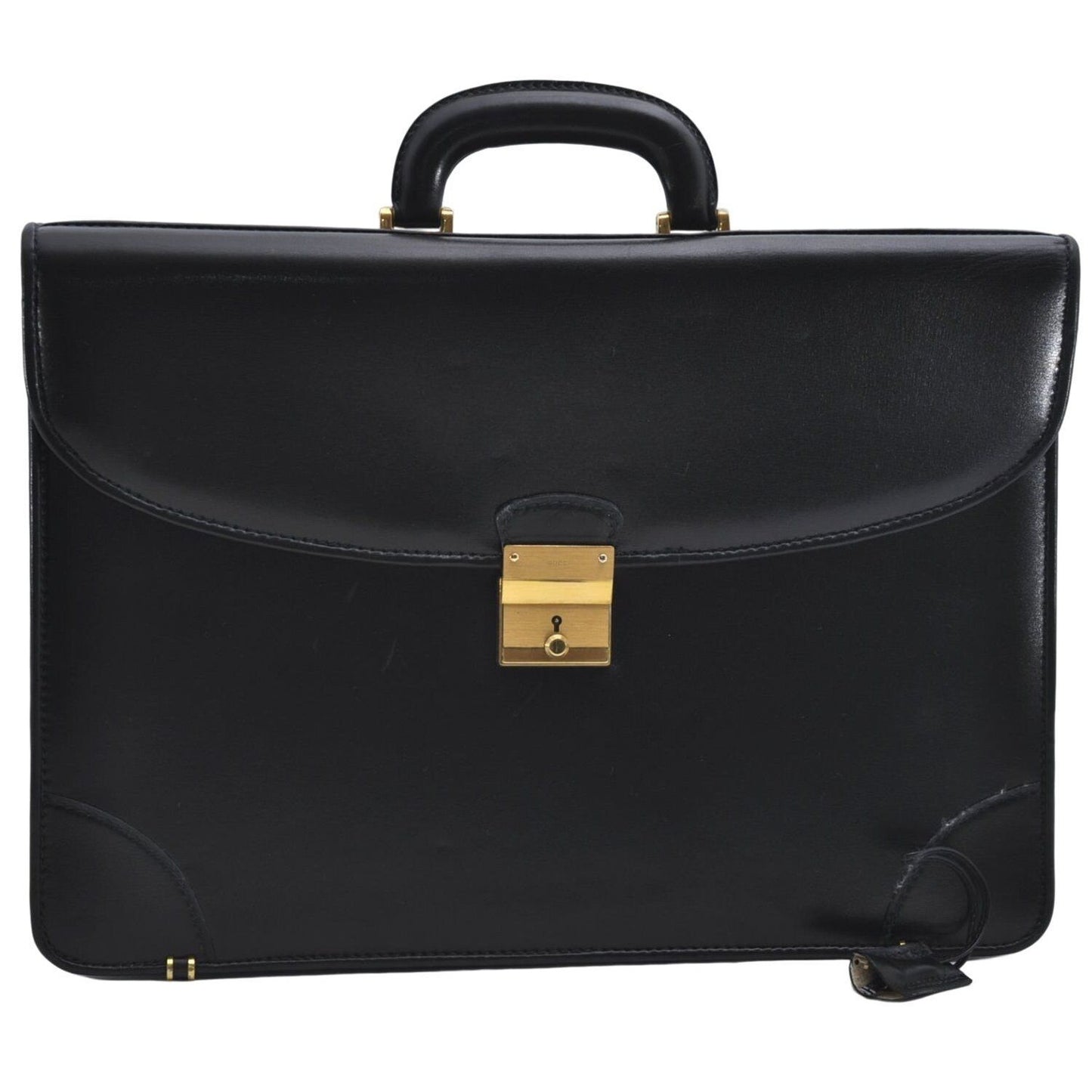 RARE, vintage, Gucci, 'Ophidia' style XL black leather, laptop/messenger/briefcase with a red & green Sherry stripe accent