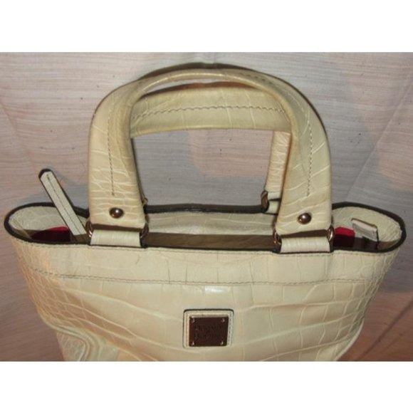 Dooney And Bourke Off White Crocodile Embossed Leather Satchel Tote