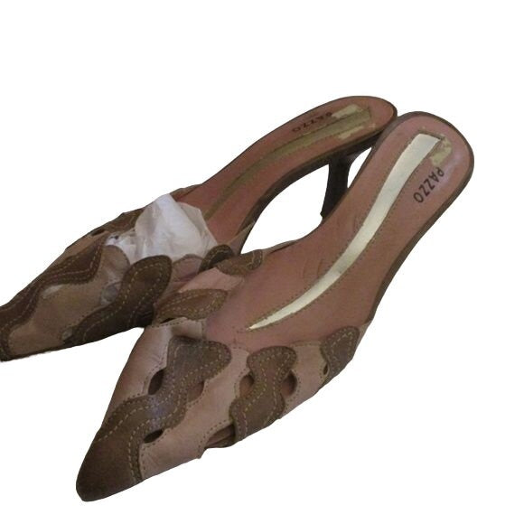Vintage Pazzo Pink Taupe Suede Pointed Toe Slides