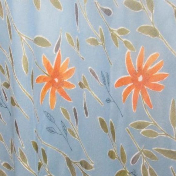 NWT, Moschino, size 46 IT/12 US, periwinkle, midi A-line skirt with stylized orange & green floral print