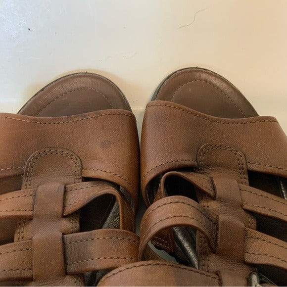 ECCO Camel Brown Strappy Open Toe Low Sandal
