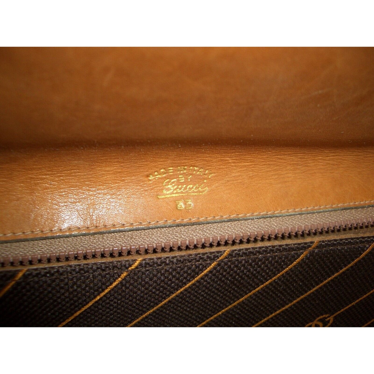 GUCCI early brown logo print XL asymmetrical envelope top clutch