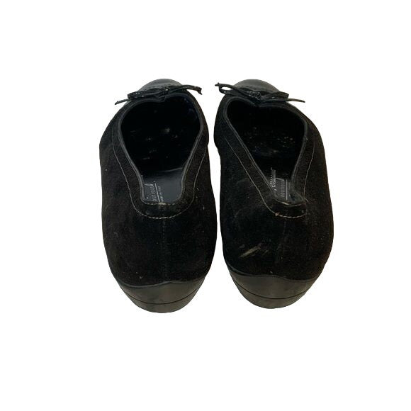 Salvatore Feraagamo Black Suede and Patent Ballet Flats
