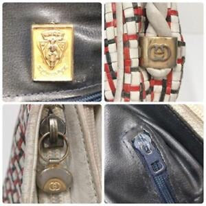 Gucci red white & blue intrecciatio leather XL hobo
