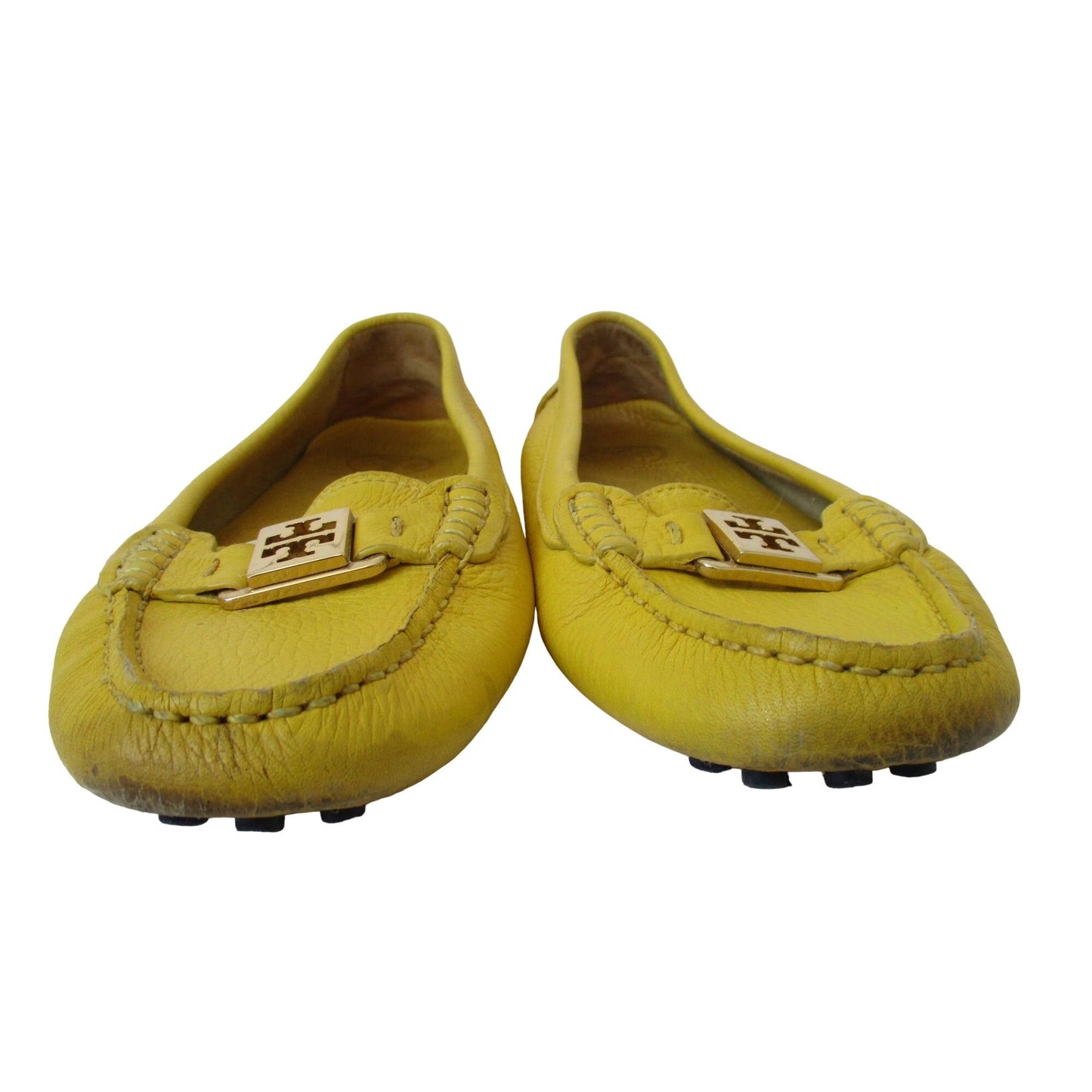 Tory Burch yellow leather size 8 car shoe style loafers