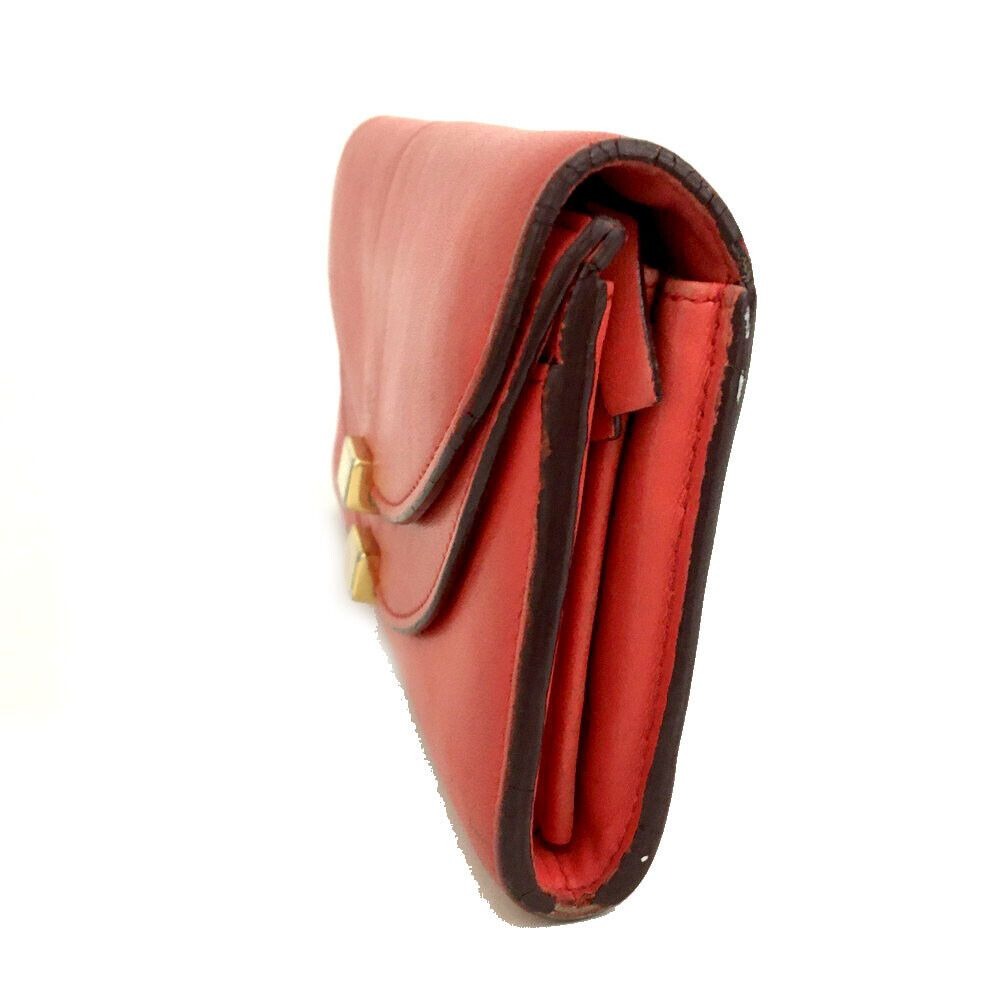 Chloe red leather Georgia XL wallet w double snap envelope top