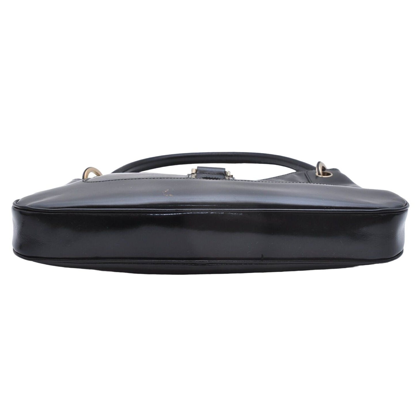 Vintage Tom Ford era black leather Jackie hobo with chrome accents