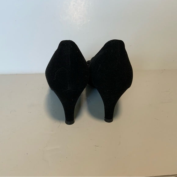 RETRO Naturalizer Black Suede Party Pumps Pointed Toe