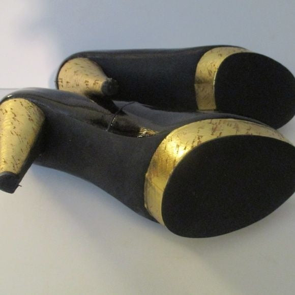 Michael Kors Black Patent Gold Distressed Platform