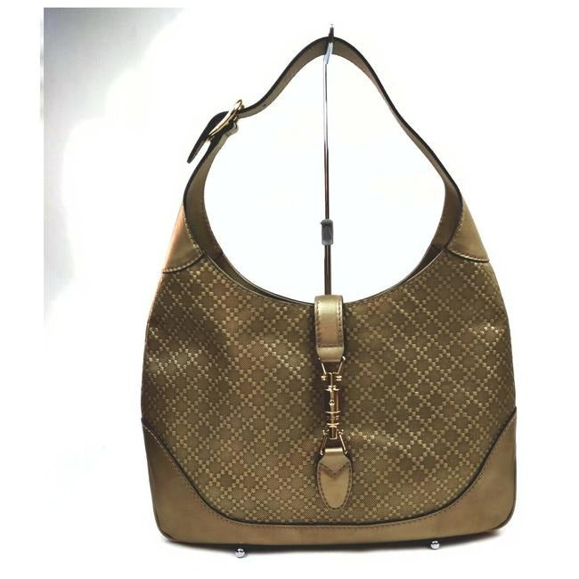 Gucci Metallic Gold Diamante Leather Jackie 1961 XL Hobo