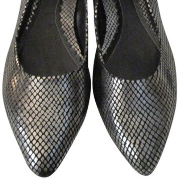 Naturalizer 'Lunar' Black Silver Almond Toe Ballet Flats