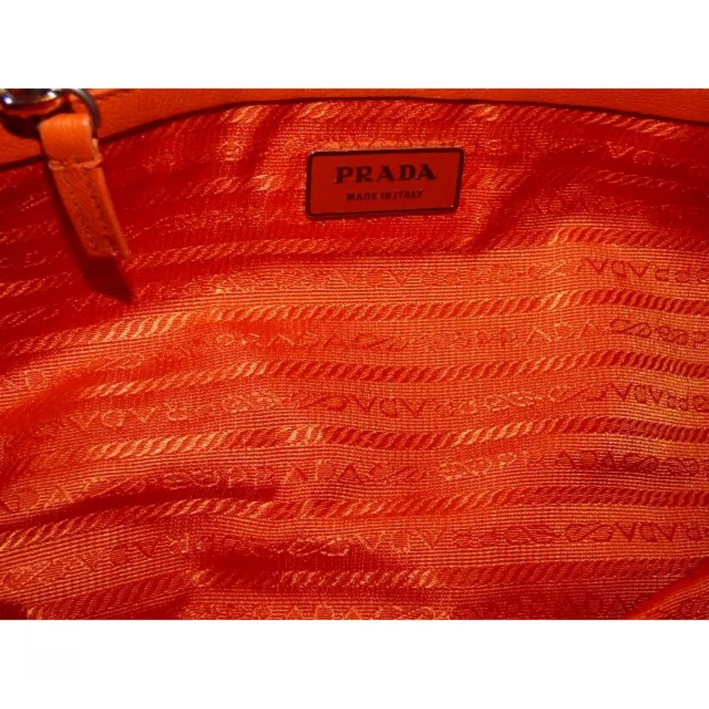 Prada pink suede & orange leather East to West satchel