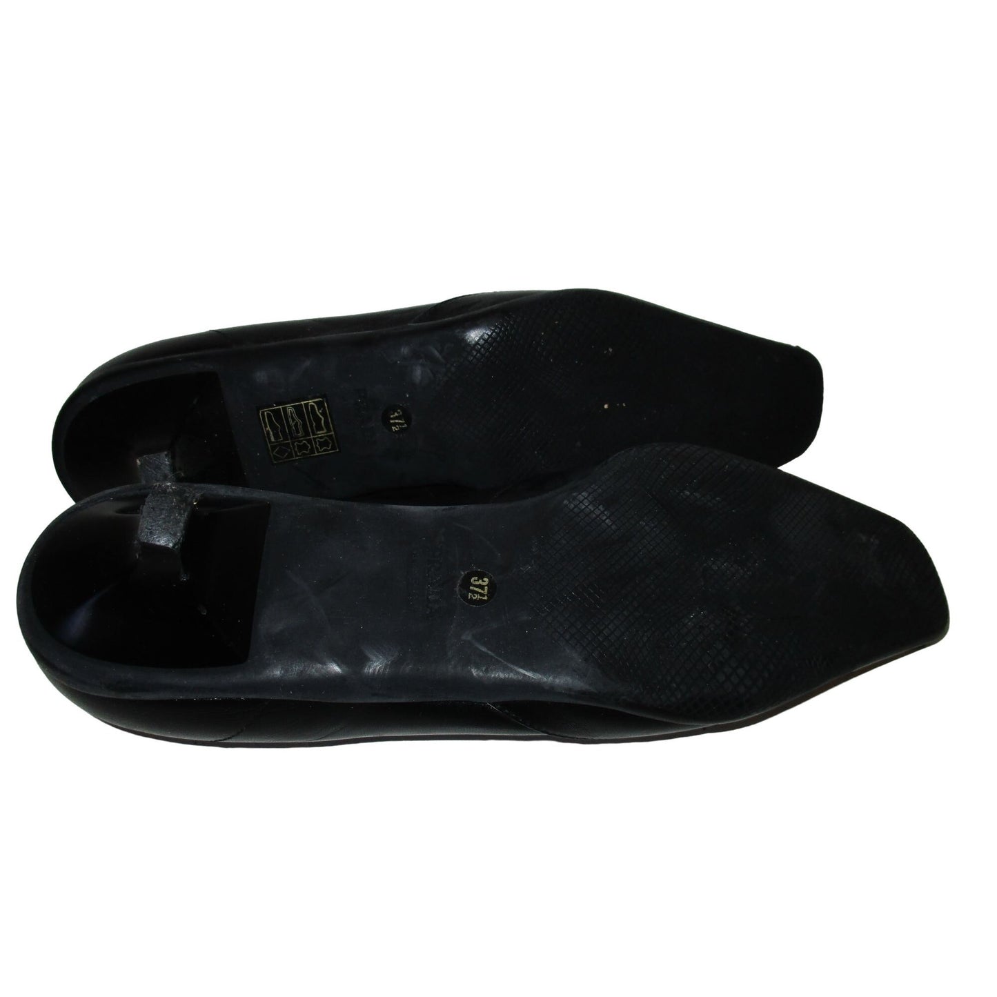 Prada Sport black leather 37.5 kitten heels with suede accents and white bows and white tonal stitching