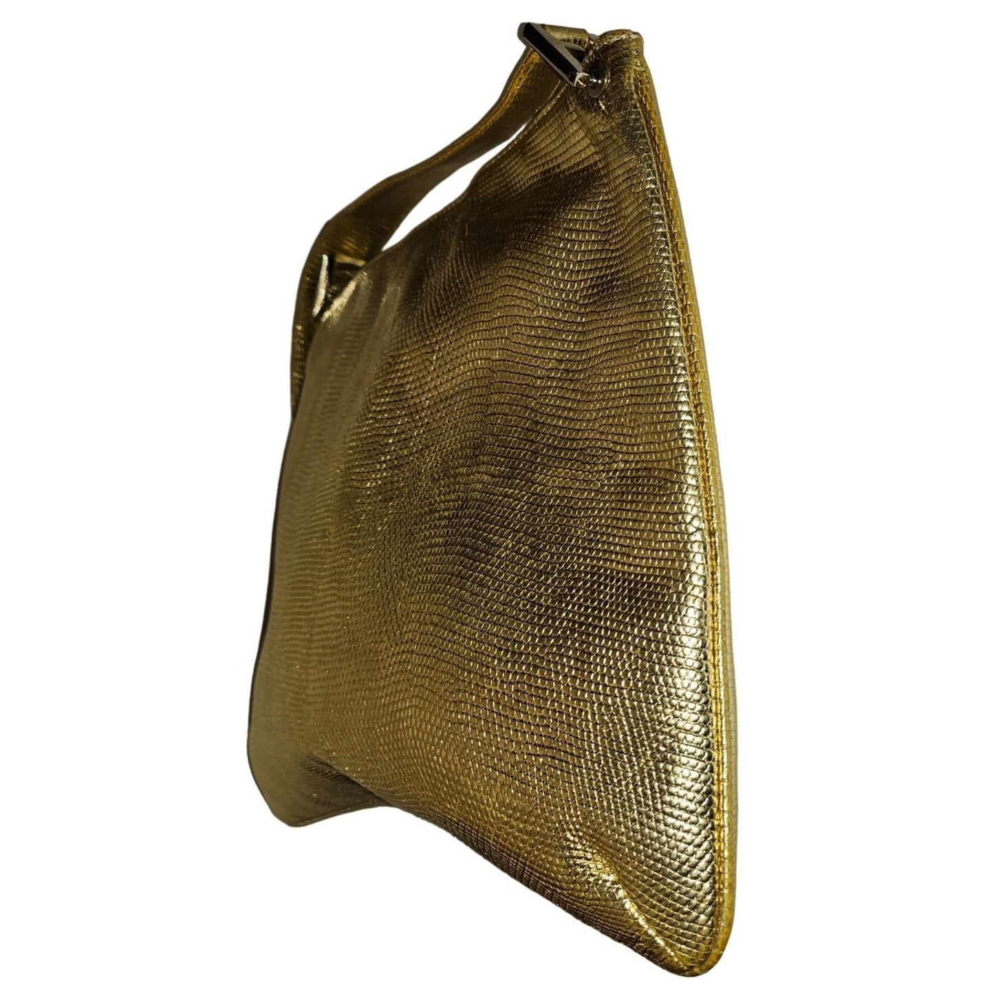 Fendi gold reptile tote with chrome FF accents