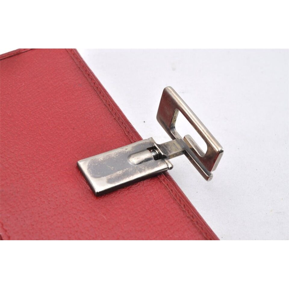 Gucci red leather wallet w square silver G clasp
