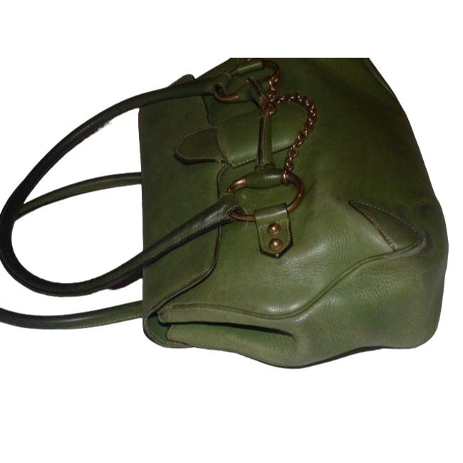 Gucci Ivy Green Leather Horse-bit Chain Top Handle Bag