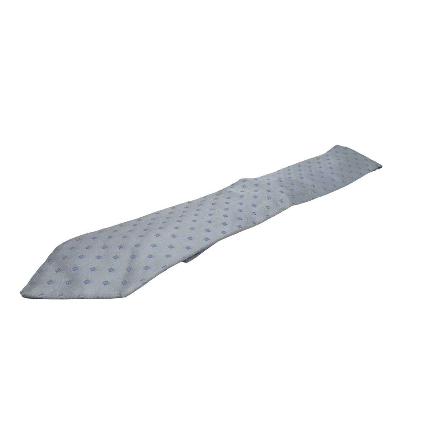 Vintage Fendi tie/scarf made of 100% light blue silk with a logo print in shades of blue
